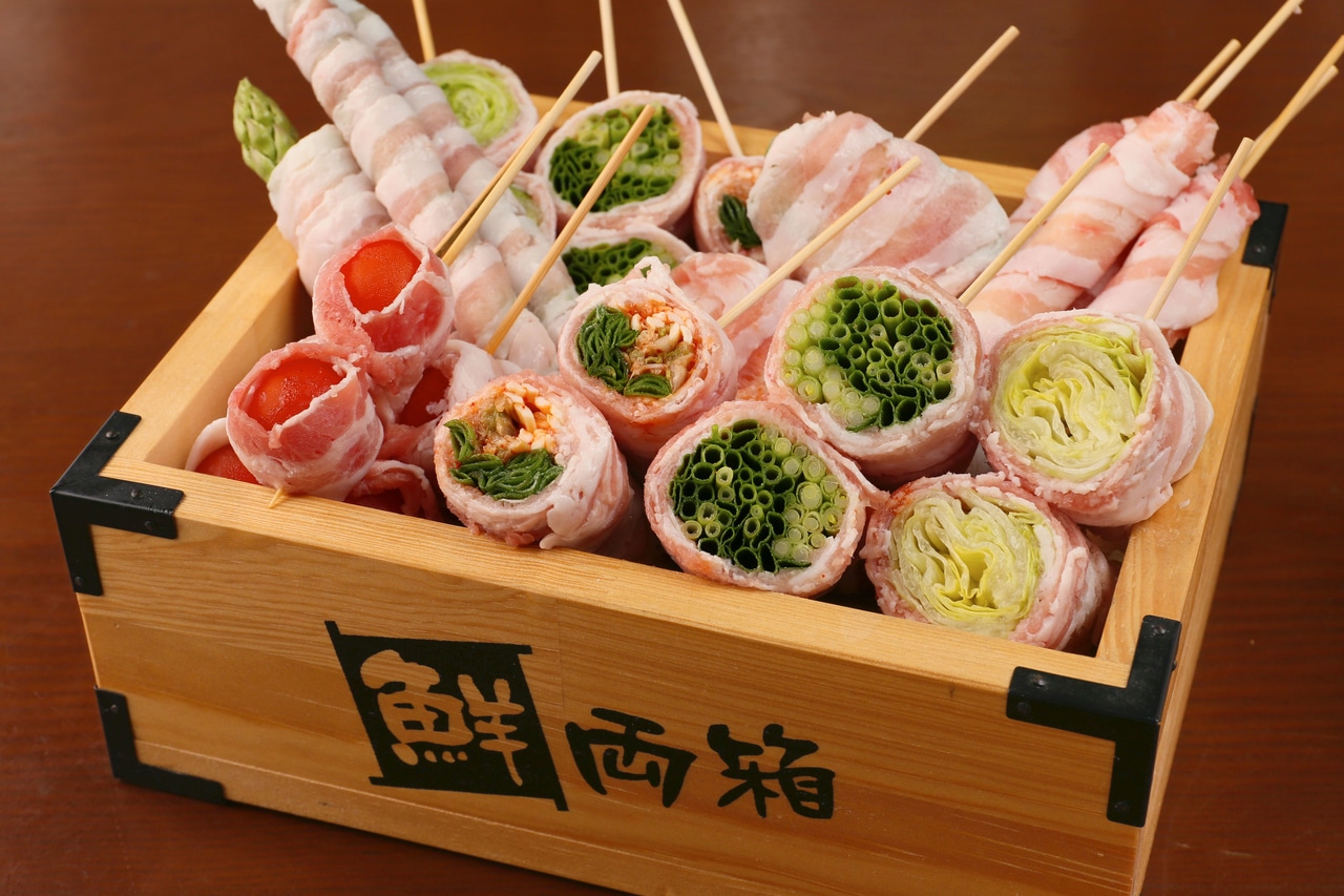 じっくりと焼き上げた野菜巻き串♪